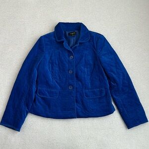 Talbots Quilted Velvet Royal Blue Jacket Size 10